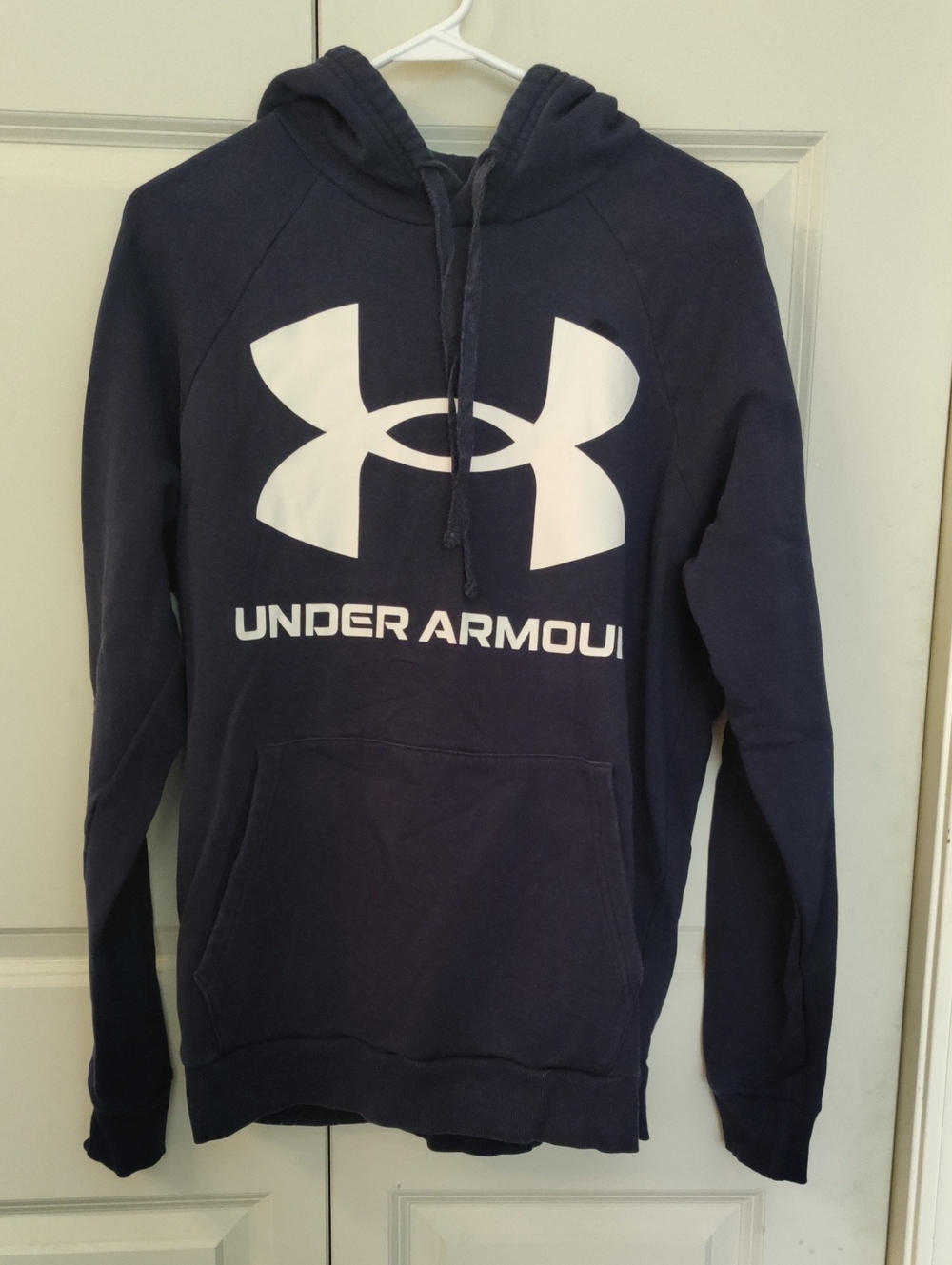 Under Armour Men's Navy Blue Hoodie with White Logo